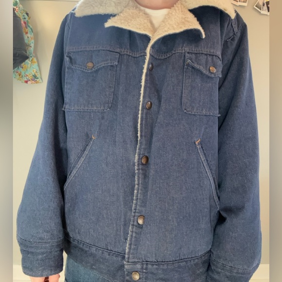 Vintage 1980s Dickies Men’s Sherpa Lined Denim Jacket Trucker. - Picture 3 of 14